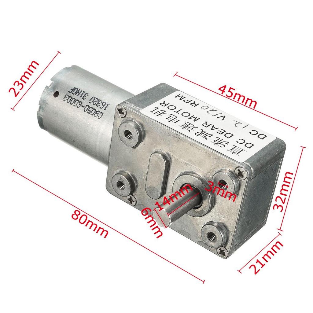 Motoriduttore A Vite Senza Fine 12V CC - 66 Giri/min, Elevata Coppia, Autobloccante, Reversibile Con Staffa