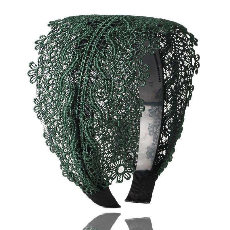 Solid Wide Lace Women Hairband Stretch Turban Breathable Hair Accessory for Girls Daily Commute Yoga Class