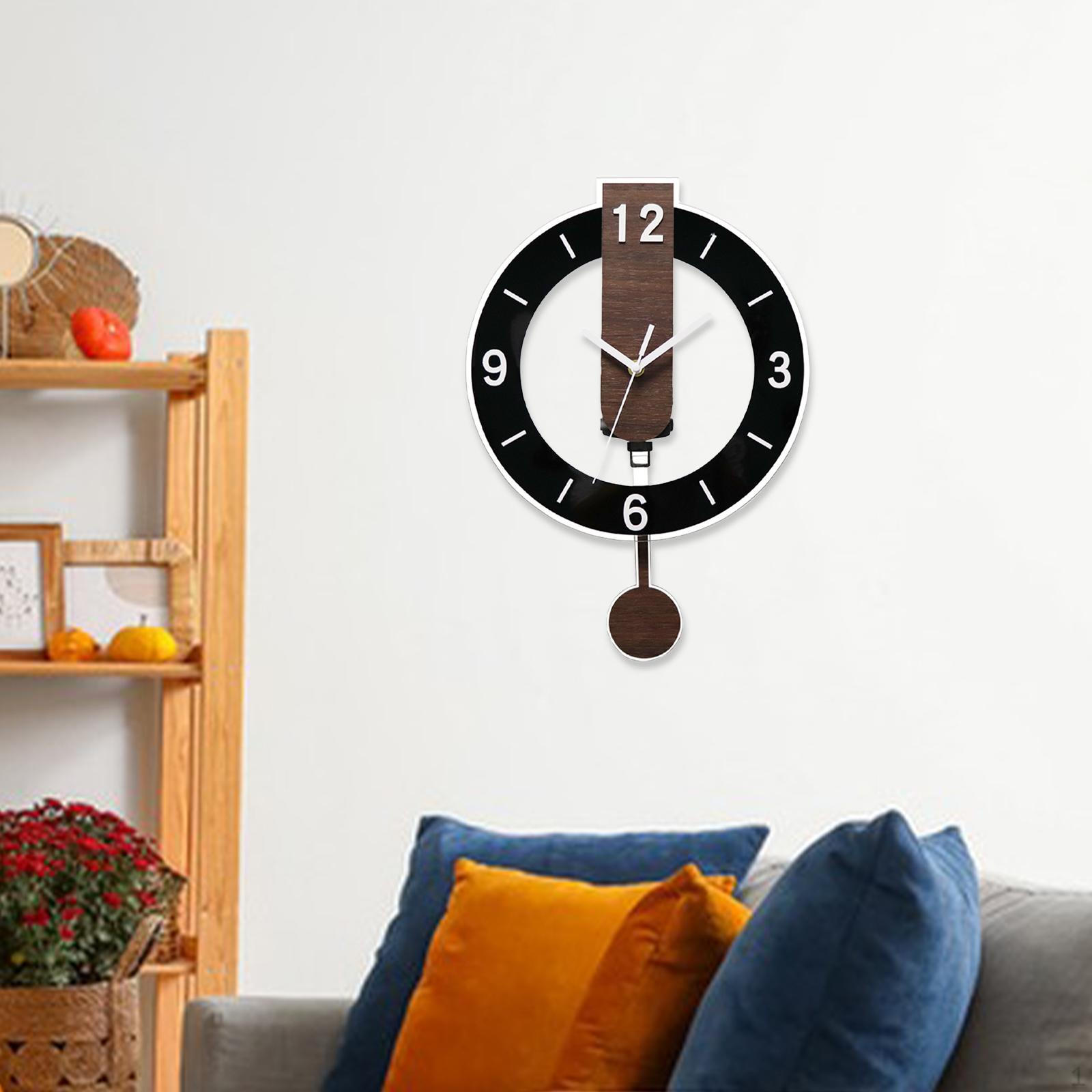 

Acrylic Wall Clock with Pendulum for Bedroom And Office Decor чорний