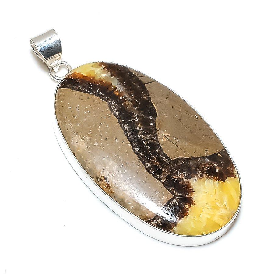 Septerian Stone Gemstone Handmade 925 Sterling Silver Jewelry Pendant 2.68" SU-9980