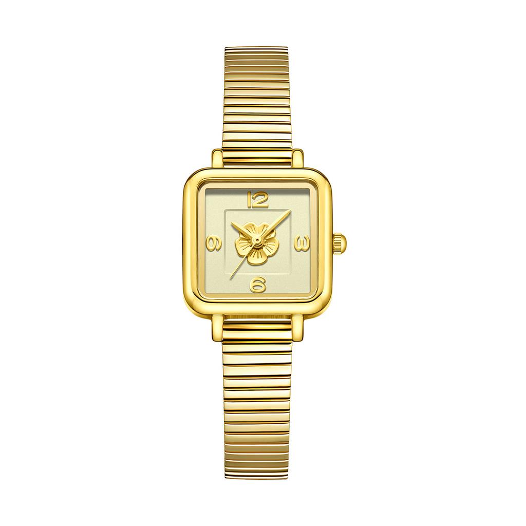 Exquisite Literary Camellia Square French Retro Bamboo Belt Waterproof Quartz Women's Watch