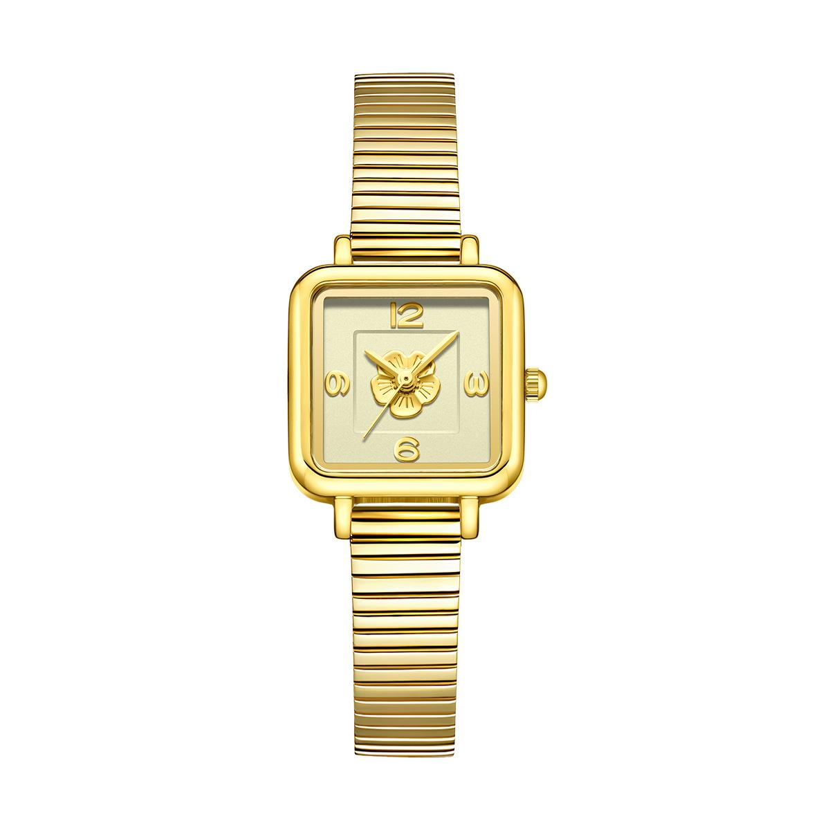 Exquisite Literary Camellia Square French Retro Bamboo Belt Waterproof Quartz Women S Watch