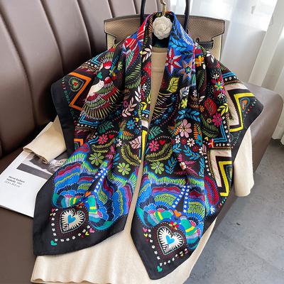 Design Twill Silk Square Scarf Women Luxury  Hijab Scarves Headband Foulard Ladies Shawl Wrap Echarpe Foulard Bandana