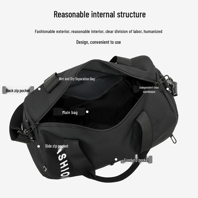 Women's Water-Resistant Oxford Travel Bag with Wet/Dry Compartments and Handheld Fitness Storage