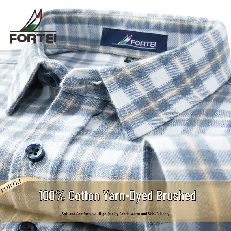 Мужская фланелевая рубашка в клетку с длинным рукавом 45