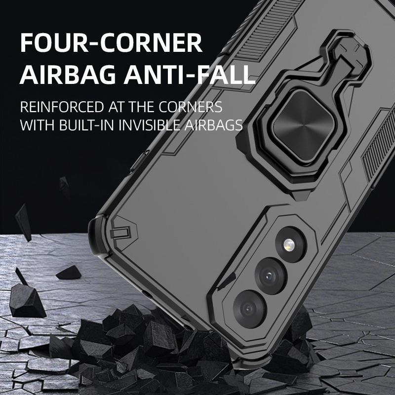 KEYSION Coque Armure Antichoc pour OnePlus Nord 5 5G Silicone+PC Support Métal Vertical Anneau Live Housse de Téléphone pour OnePlus Nord CE5