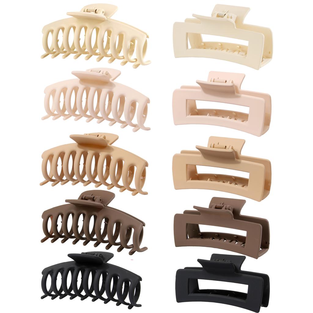 Matte Hair Clips for Women and Girls - Rectangle and Double Row Small Claw Clips for Thin/Medium Fine Hair - Nonslip Jaw Clips