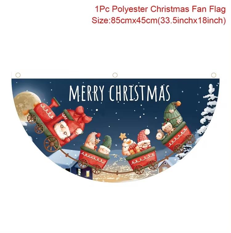 Christmas Fan-shaped Flag Banner Christmas Decor for Home 2026 Christmas Ornament Xmas Navidad Natal Noel Gifts New Year 2026