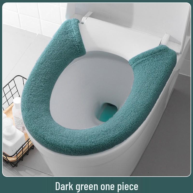 Plush Toilet Seat Cover Cushion with Handle for Winter Home Use