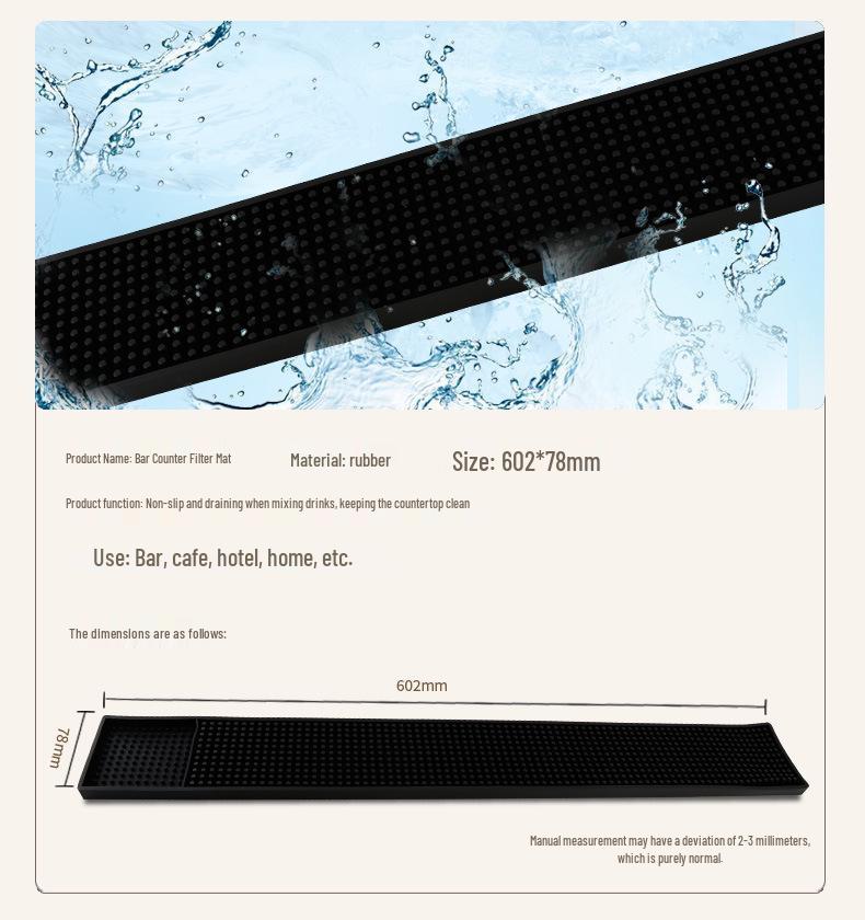 PVC Square Bar Mat: Non-slip, Heat-Resistant Draining Coaster for Milk Tea & Coffee