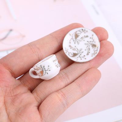 1 set 1/12 cană de ceai din ceramică pentru casă de păpuși, veselă în miniatură, ceașcă și farfurie