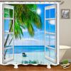 Bathroom Waterproof Shower Curtain Sunset Dusk Beach Scenery Seaside Printing Polyester Home Decoration Curtain With Hook