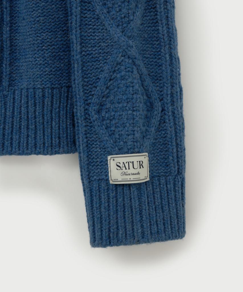 Seteo Big Cable Fisherman Pullover Knit Blue
