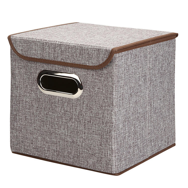 Square Cotton Linen Folding Storage Box Home Bedroom Clothes Quilt Storage Organizer Fabric Underwear Storage Box with Cover