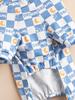 Pet Clothes Checkered Pajamas for Small Dogs Cats, Soft Comfortable Four - Legged Jumpsuit, Cute Moon & "DREAMS" Print Outfit