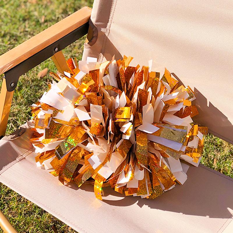 Colorful Laser Cheerleading Pom Poms with Baton Handle for Team Spirit Sports Dance Cheering Kids Adults