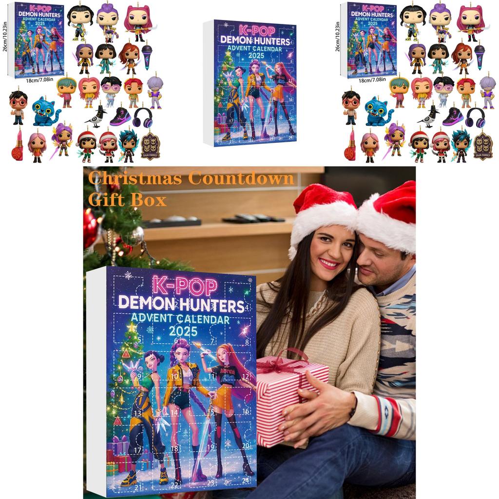 Kpop Dämonenjäger Adventskalender mit Acrylfiguren für Weihnachtsgeschenke und Partydekoration