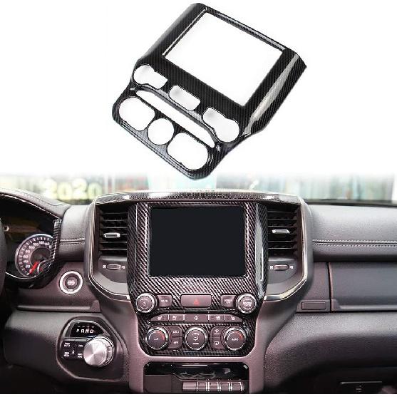 Korlot Central control navigation screen trims For Dodge Ram 1500 2500 3500 2019+ (carbon fiber pattern) carbon fiber pattern