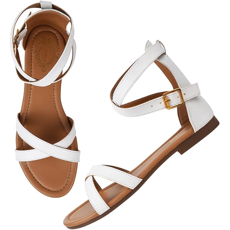 Shoetopia Casual White Flat Sandals For Women & Girls /Eu36