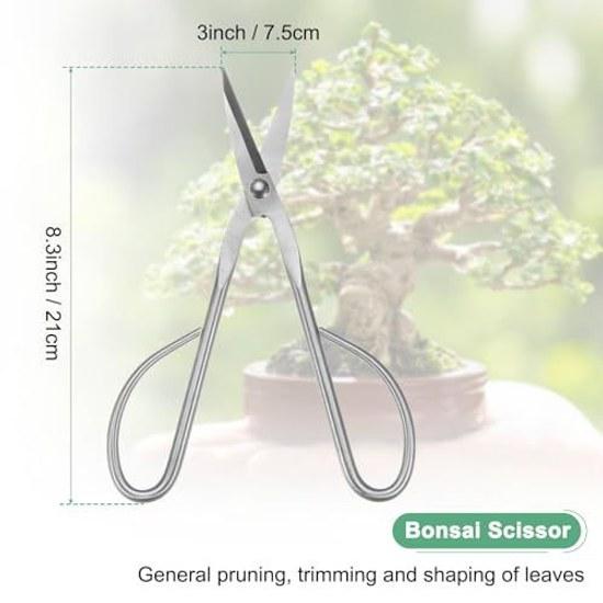 M METERXITY Bonsai Tools - 8.3 Stainless Steel Scissors Plant Modeling Suitable Grow Room Shaping Pruning (210mm Silver)