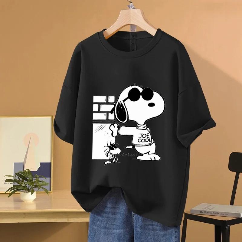 

Snoopy Cartoon Anime Unisex Tshirt Summer Short Sleeve Soft Cotton Unisex Tee Shirts Tops 2025 New Fashion Couple Clothes Tops XL