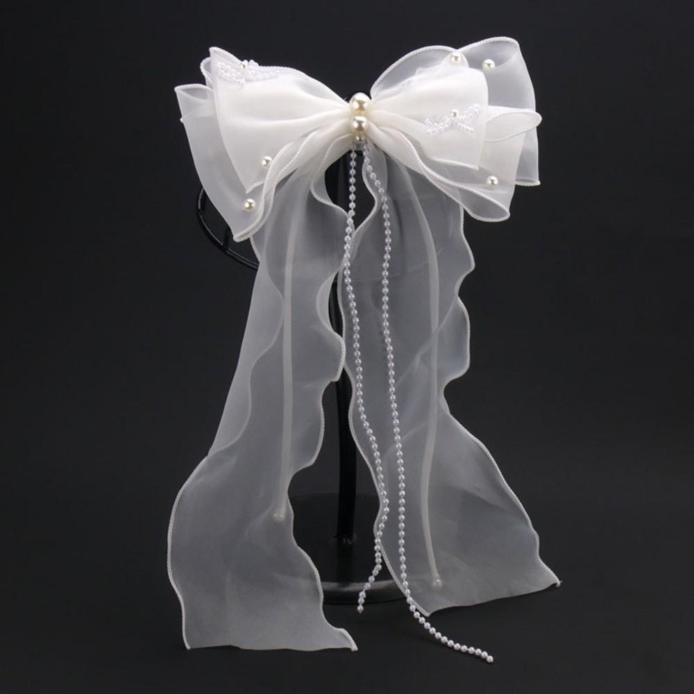 Light Luxury Bridal Ribbon Bow Hairpin Barrettes Wedding Headdress Bridal Headwear  Bridal