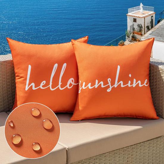 2Pcs Outdoor Cushion Covers Waterproof Throw Pillow Covers Decorative Square Pillowcases for Patio Garden Balcony Indoor Outdoor Use