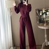 2025 Women's Casual Sports Commuting Suit – Autumn/Winter Sweatshirt & Wide-Leg Pants Fashion Two-Piece Set