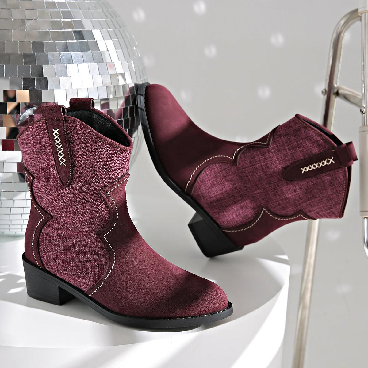 

Женские замшевые зимние ботильоны на массивной подошве, тренд зимы 2025, новая мода, ботинки челси, уличные элегантные готические туфли-лодочки, ботинки женские 36 фиолетовый