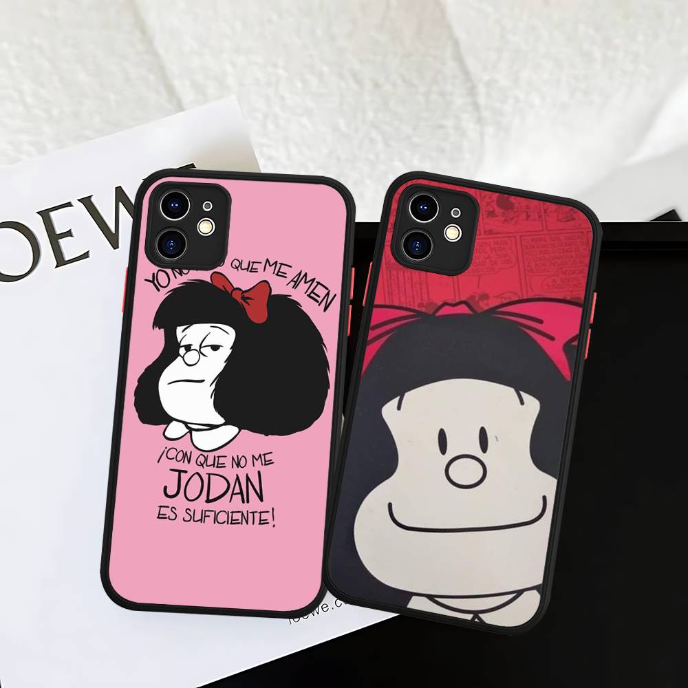 Popular Cartoon M-Mafalda Phone Cases For IPhone 16 15 14 Plus 13 12 11 Pro Max Matte Oft Bumper Phone Cover