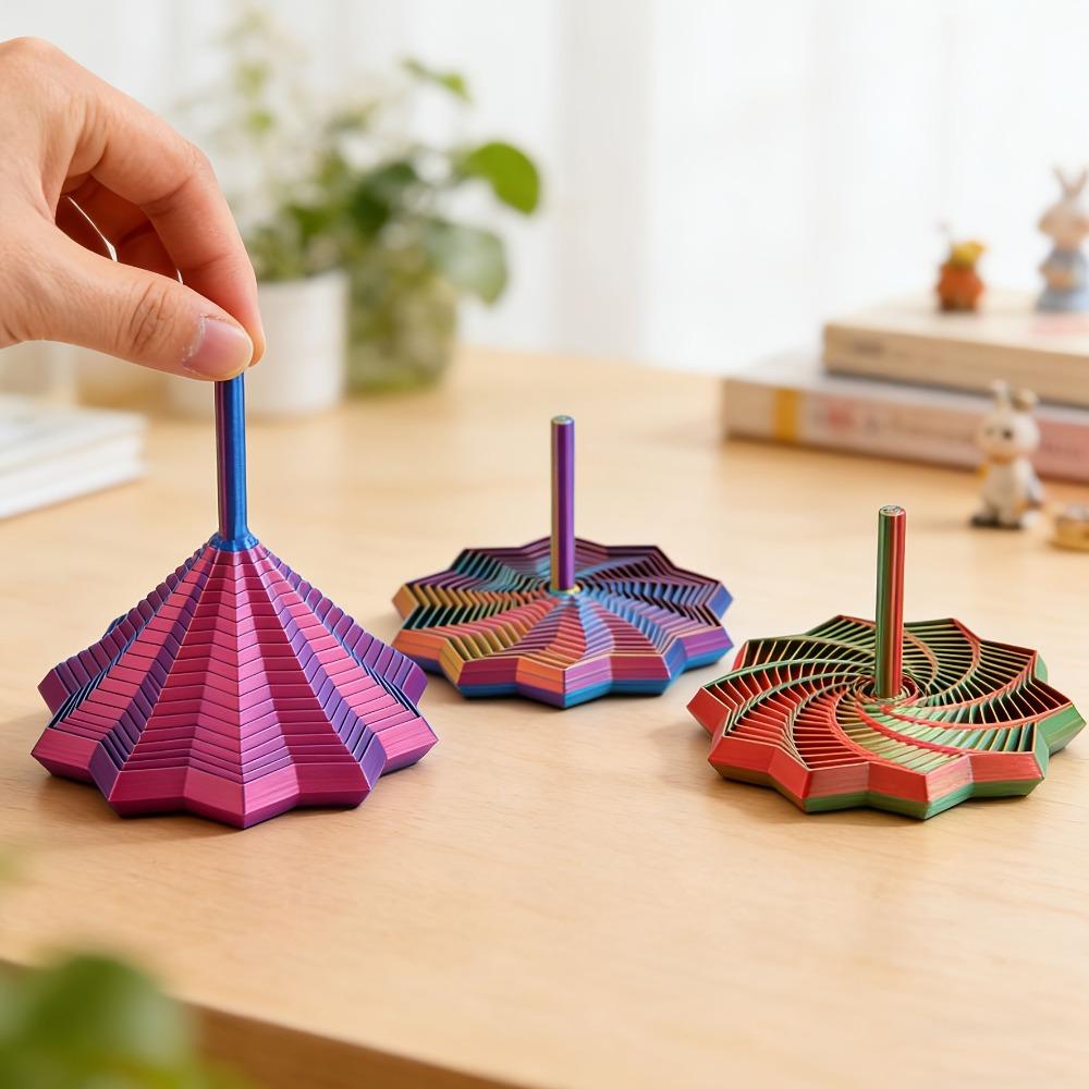 4 Stück zufällige Farbe 3D-Druck Farbverlauf Kreisel, verformbar, geeignet für Büro- und Heimdekoration
