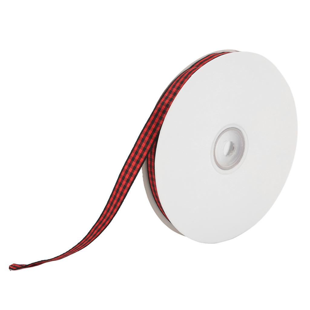 100yd Red Black Plaid Ribbon Lattice Design Smoother Texture Plaid Ribbon Wired for Gift Wrapping