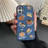 Retro Denim Embrpoidery Bread Toast Warm Fabric Phone Case For iPhone 17 Air 16 15 14 13 Pro Max Lovely Back Cover