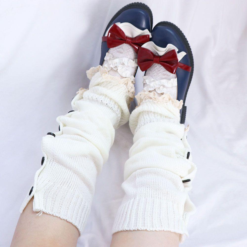 Japanese Girl Knitted Autumn Wool Ball Lolita Knee Cover Leg Warm Socks Foot Cover Leg Warmers