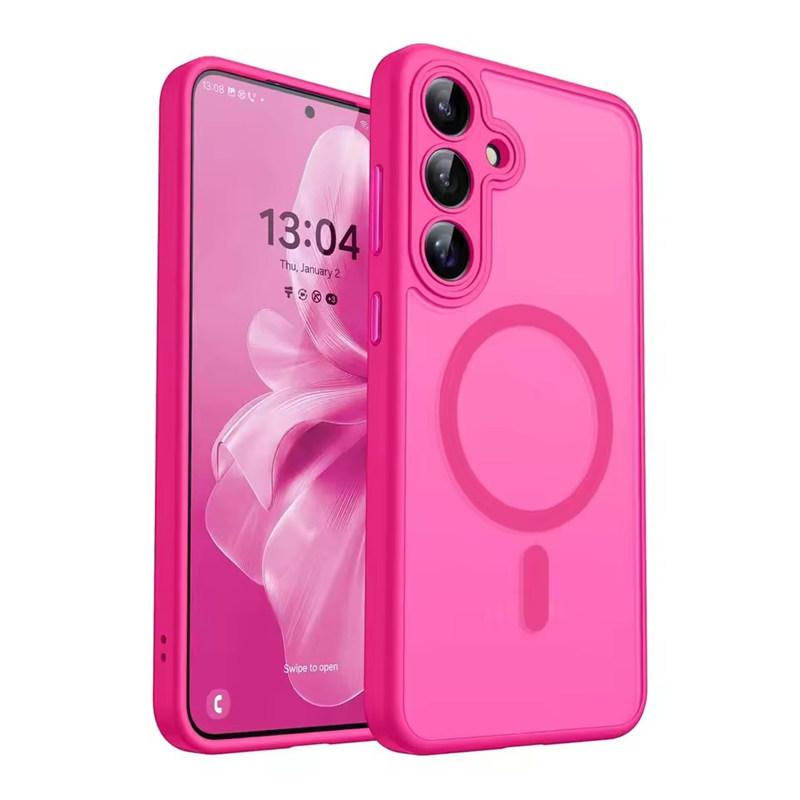 Luxury Matte Phone Case For Samsung Galaxy S25 S24 S23 Ultra Plus S25Ultra S24Ultra S23Ultra S24FE Magsafe Wireless Charge Cover