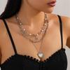 Fashion Sense Stainless Steel Chain Aesthetic Necklaces French Woman Choker Neck Jewelry Heart Pendant the Wholesale Grace Alloy