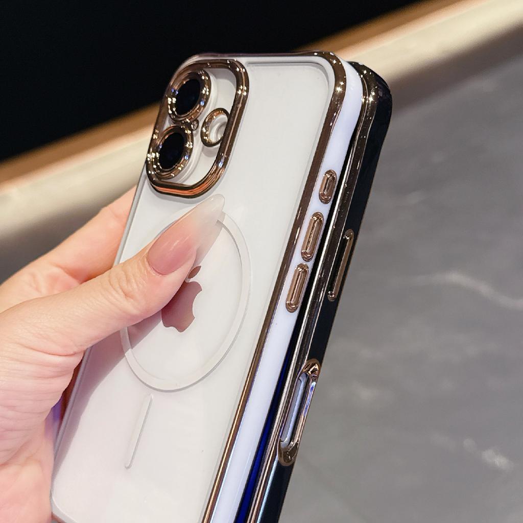 For iPhone 16 Magnetic Case TPU Acrylic Phone Cover with Detachable Lens Frame