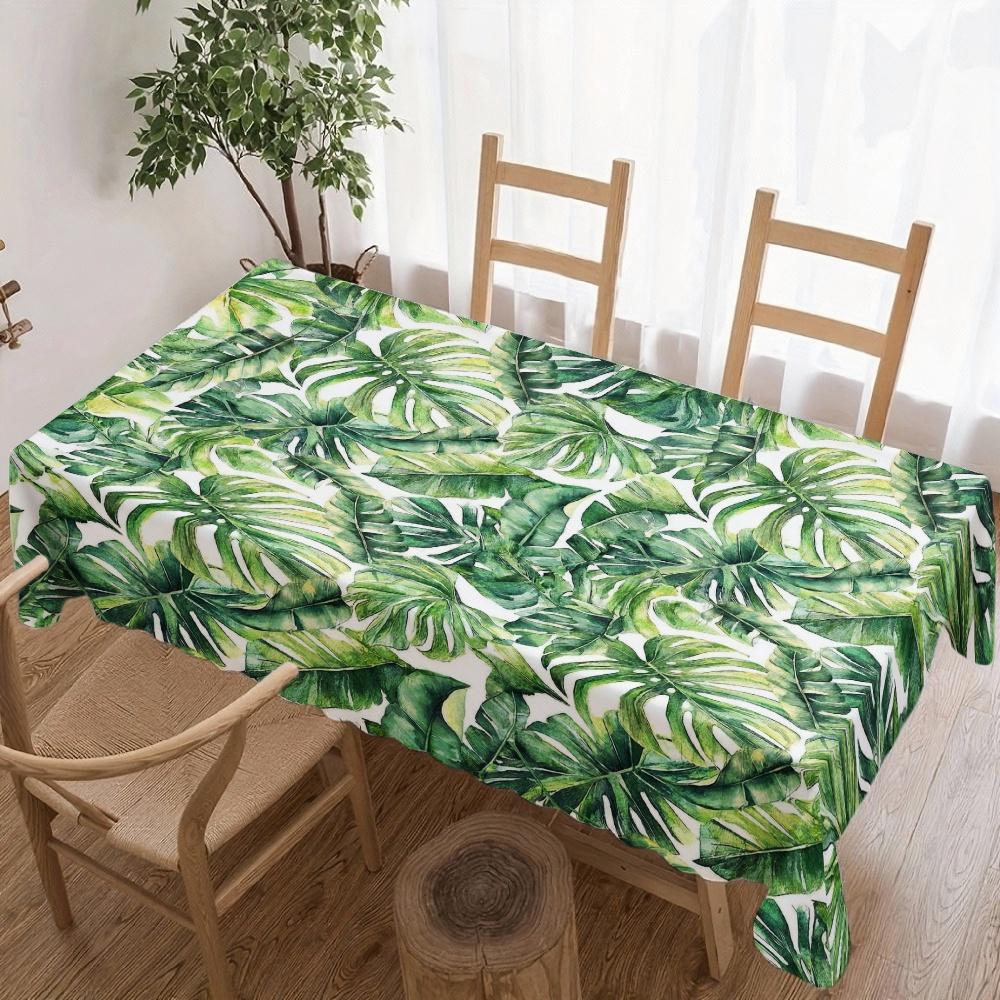 Tropical Leaves Rectangle Tablecloth for Table Decor Holiday Party Waterproof Reusable Tablecloths for Table Kitchen Dining