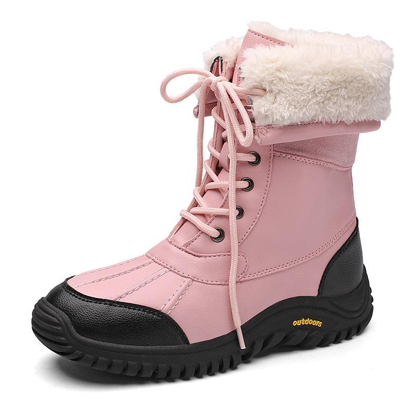 Women's Winter Snow Boots: Velvet-Lined, High-Top, Trendy, Warm Outdoor Footwear.