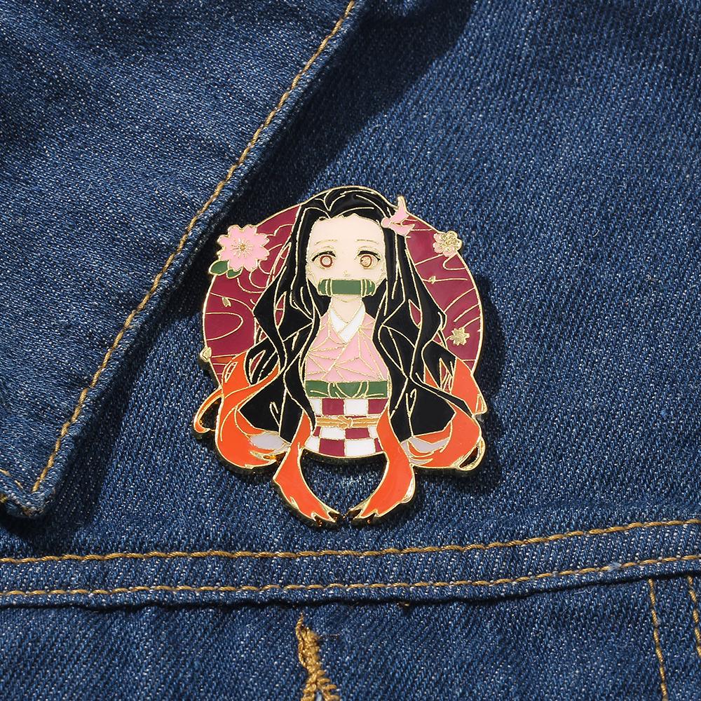 Anime Demon Slayer Brooch Unisex Fashion Lapel Pin Backpack Badge Cosplay Fan Gift Costume Backpack Decorative Accessory
