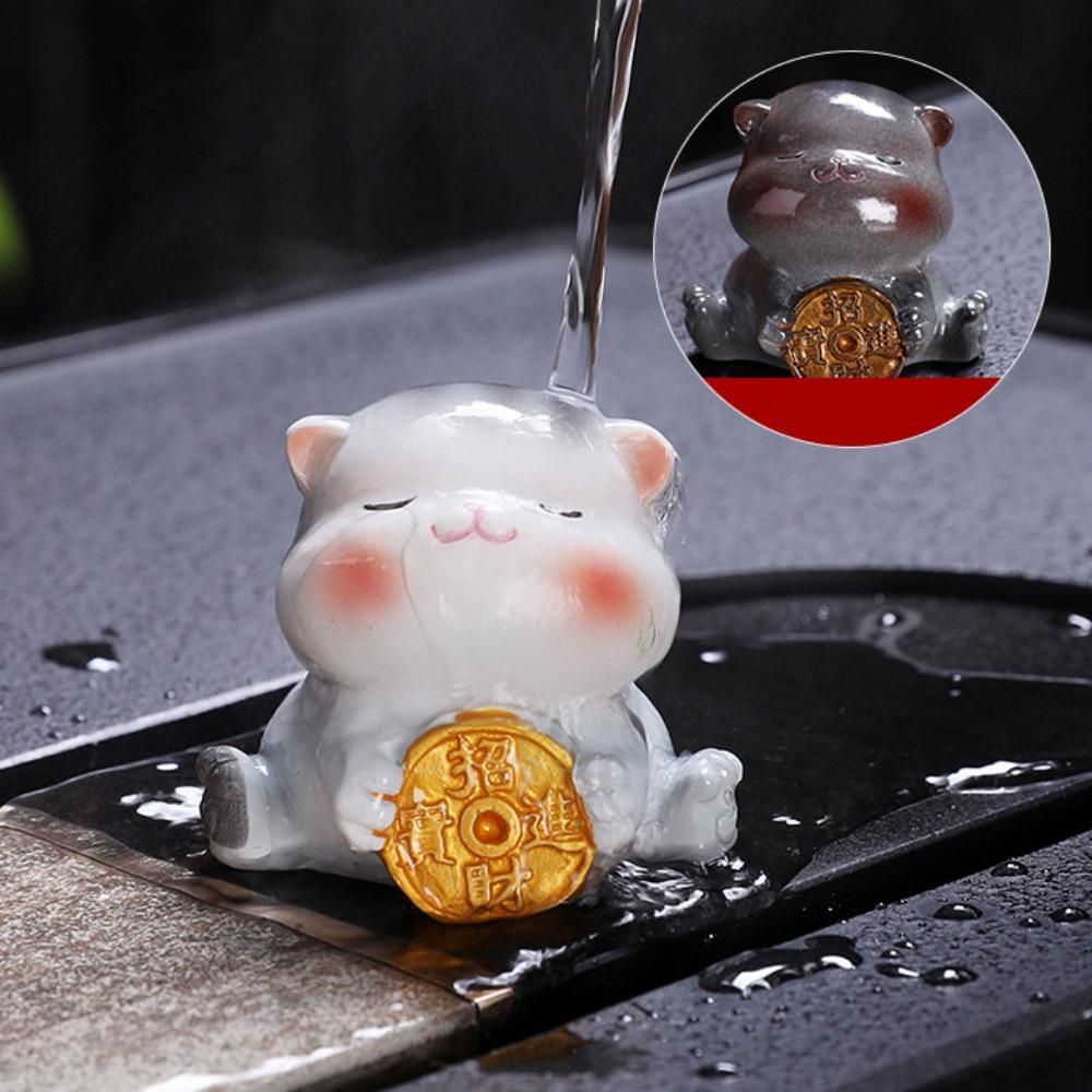 Handmade Colorable Tea Pet Figurines Desktops Animal Ornament  Can Raise Fortune
