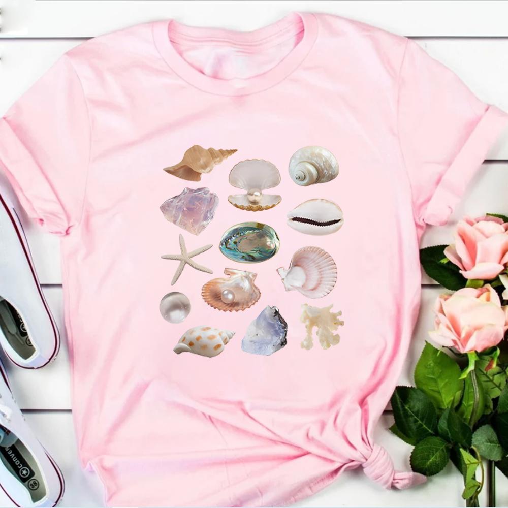 Sea Shell Tshirt Vintage Collage Aesthetic Seashell Shirt Coastal Grandma Cute Unisex's T-Shirt Unisex Short Sleeves Tops