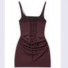 Women's Square Neck Sleeveless Mini Dress Slim Fit Mid Waist Sexy Ruched A Line Dress Polyester Solid Spaghetti Strap Party Dress