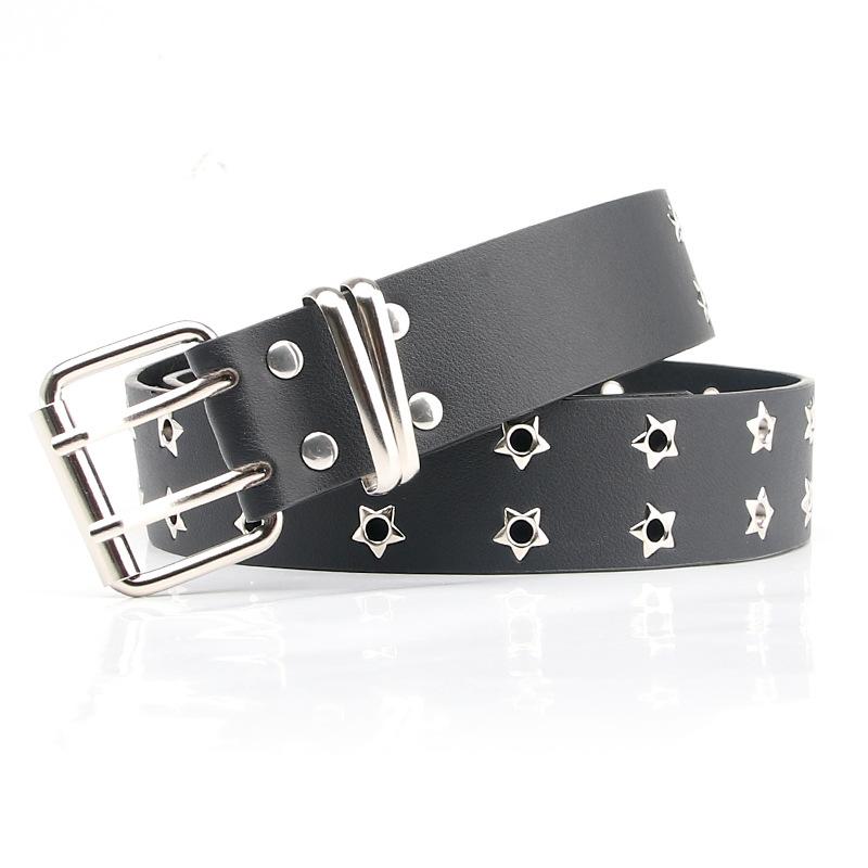 

The New Star Double Exhaust Eye Hole Belt Is A Versatile and Casual Punk Style Jeans Decorative Belt for Women 104cm