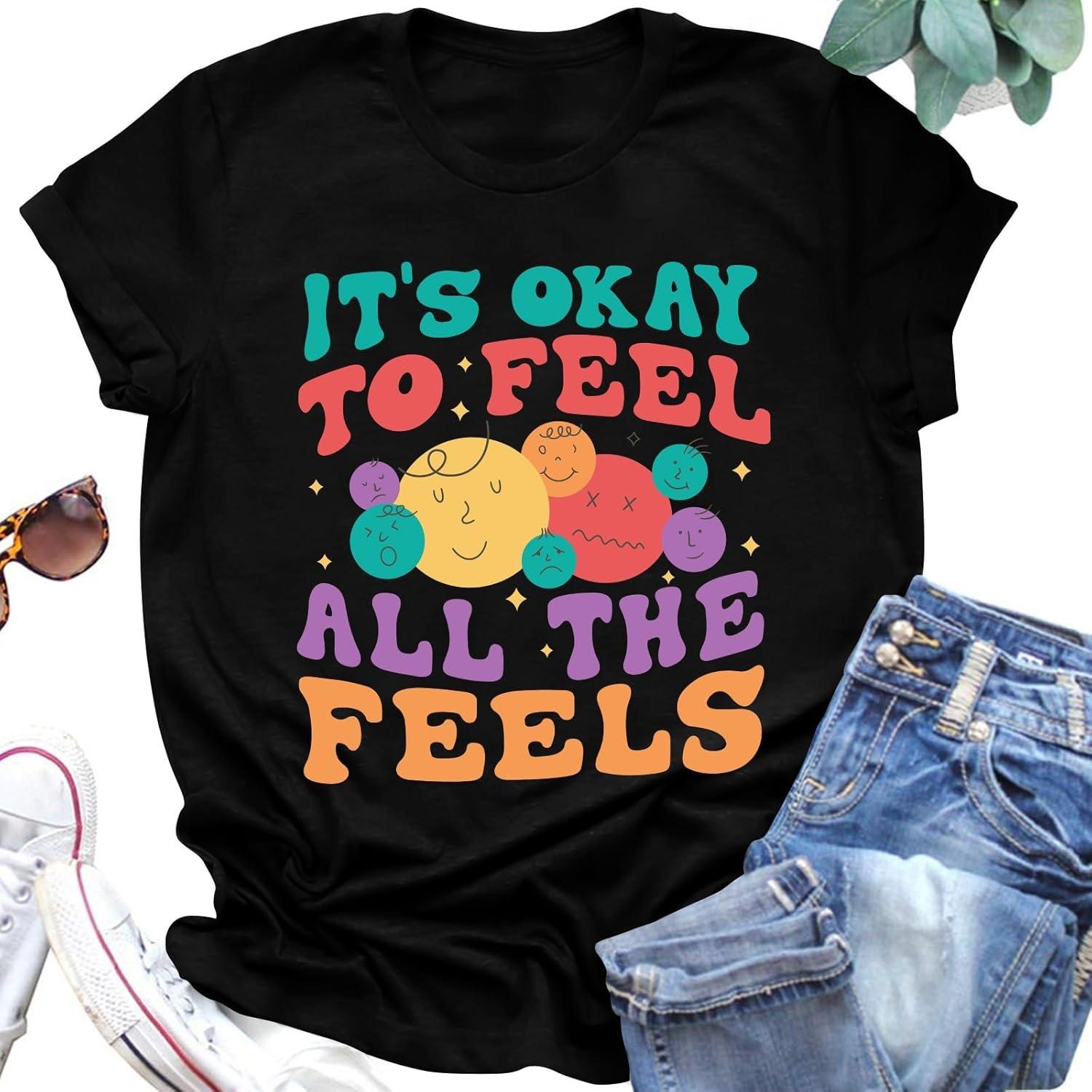 Футболка для женщин  Mental Health  (Психическое здоровье)  It s Okay to Make Some Mistakes  (Нормально совершать ошибки) с принтом букв, Подарки для психического здоровья, Топы S чёрный