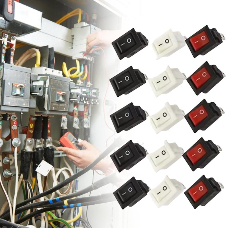 15Pcs Boats Rocker Switches 2 Position 2 Pin KCD1 101 Power Toggle Switches Iron Base & Plastic for Electrical Equipment