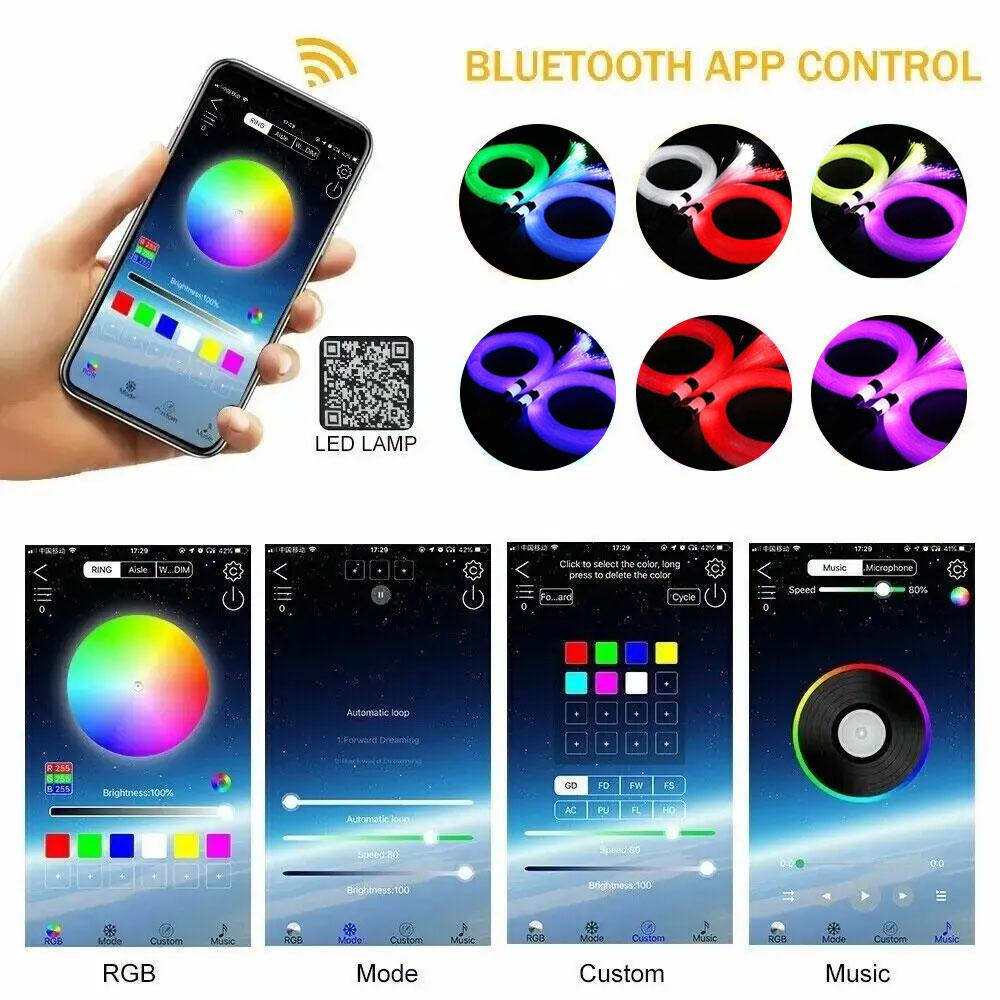 32W RGBW Double Head Car Starry Sky Music Control Car Roof Star Fiber Optic Star Ceiling kit RGBW Smart APP Fiber Optic Light