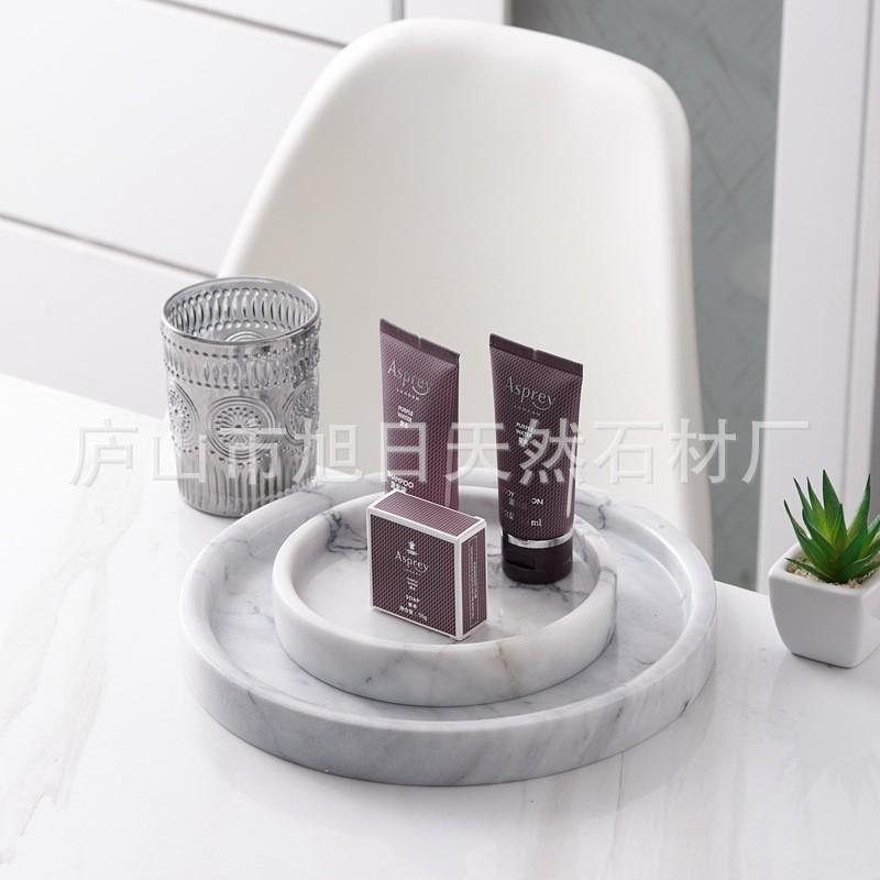Natural Marble Round Tray Jewelry Cosmetics Display White Black 15cm 20cm 25cm Minimalist Nordic Style