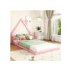 Lit D'enfant - MUVOE - 90x200cm - Pin Massif - Forme Maison - Rose