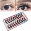 10 Paar/Box Falsche Wimpern, dünn, gelockt, 3D-Effekt, übertrieben buschiges Make-up, wiederverwendbar, natürliches Aussehen, künstliche Wimpern für Verabredungen